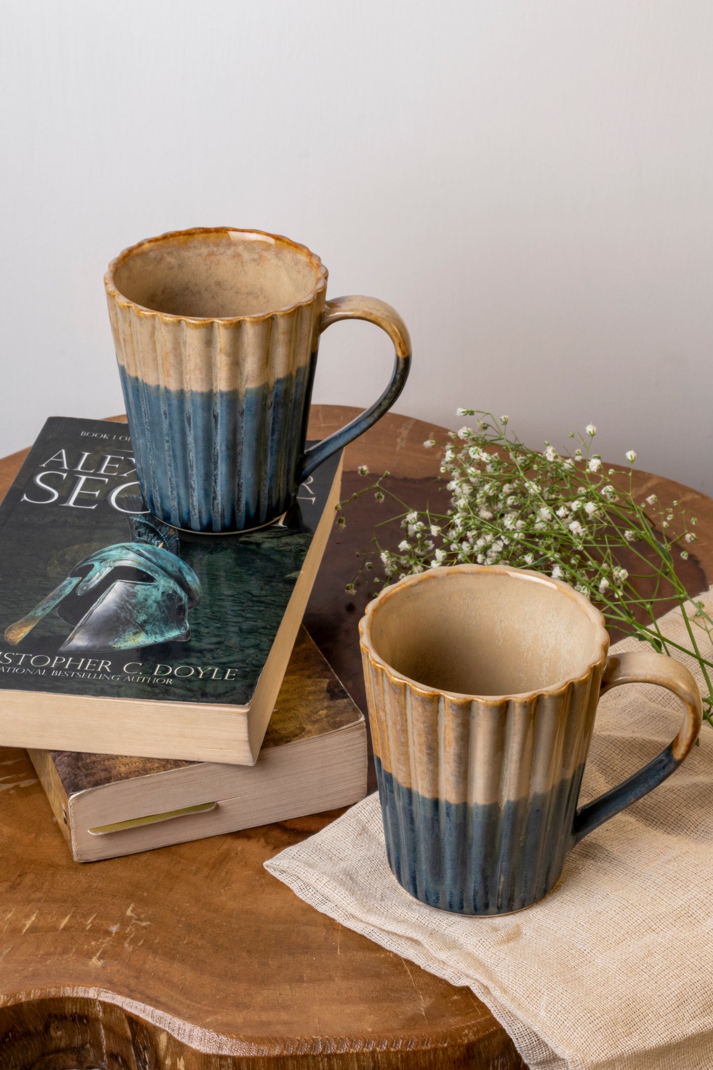 Blue and Brown Ceramic Mug Set of 2