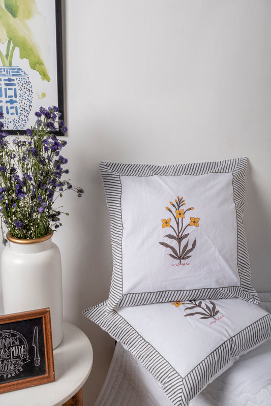 Wallflower Block Printed Cushion Cover Set of 2