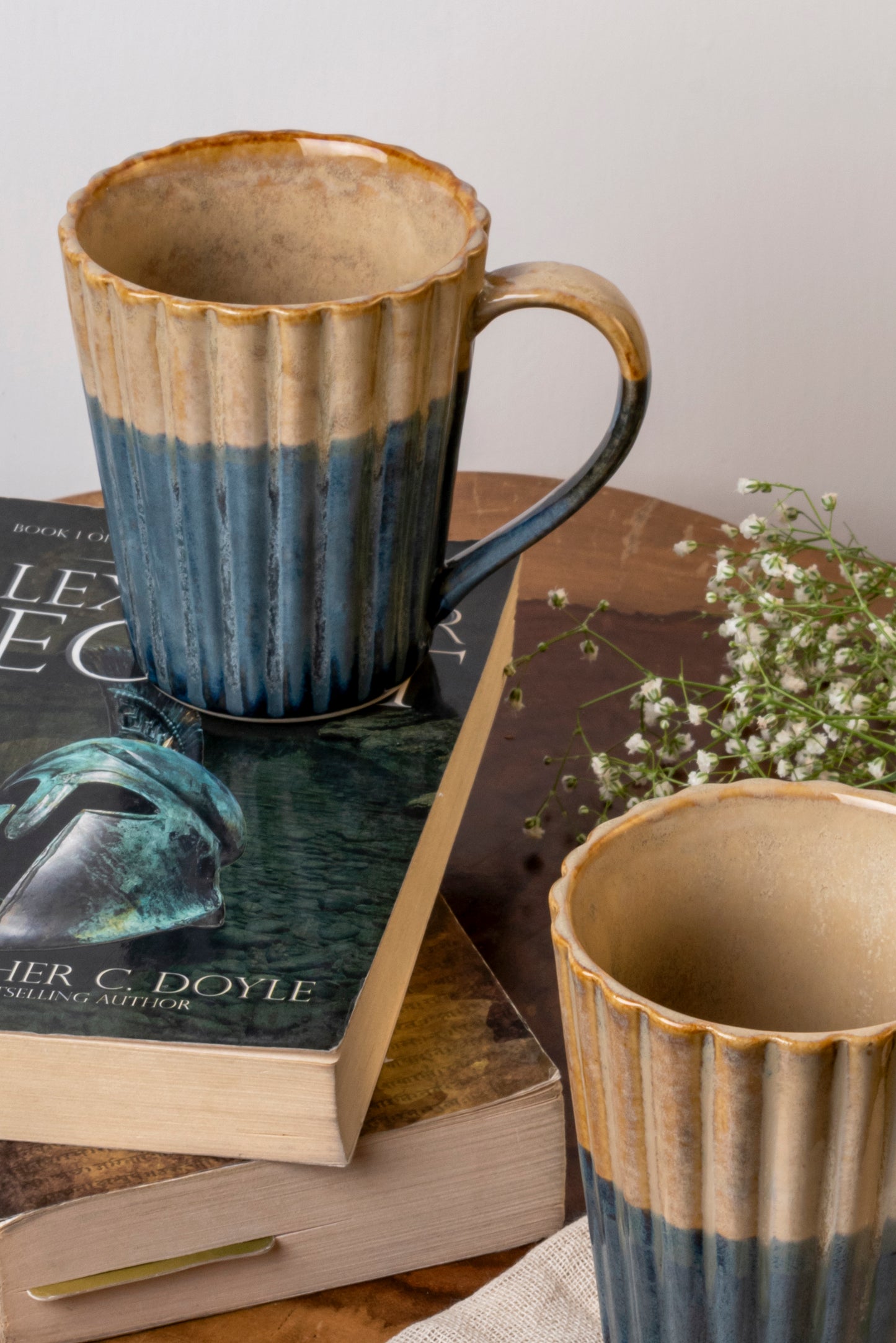 Blue and Brown Ceramic Mug Set of 2