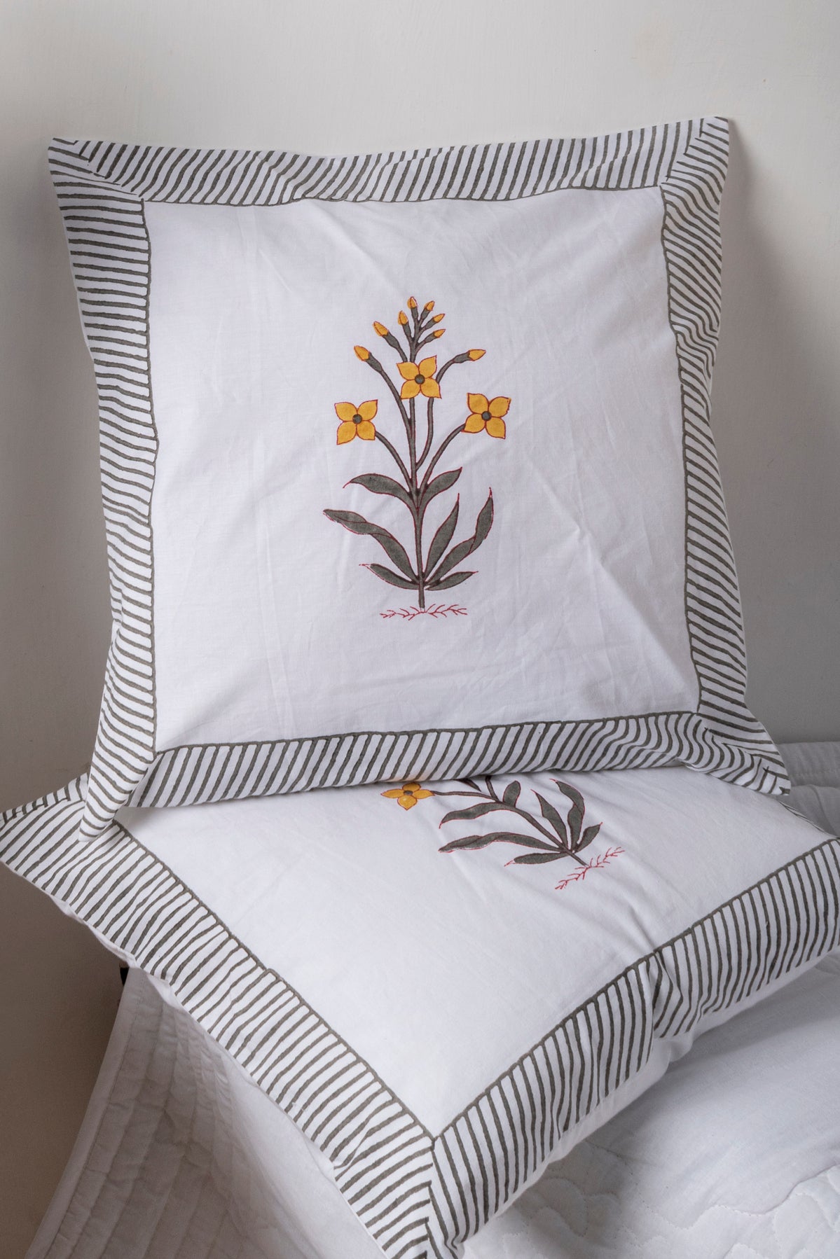 Wallflower Block Printed Cushion Cover Set of 2