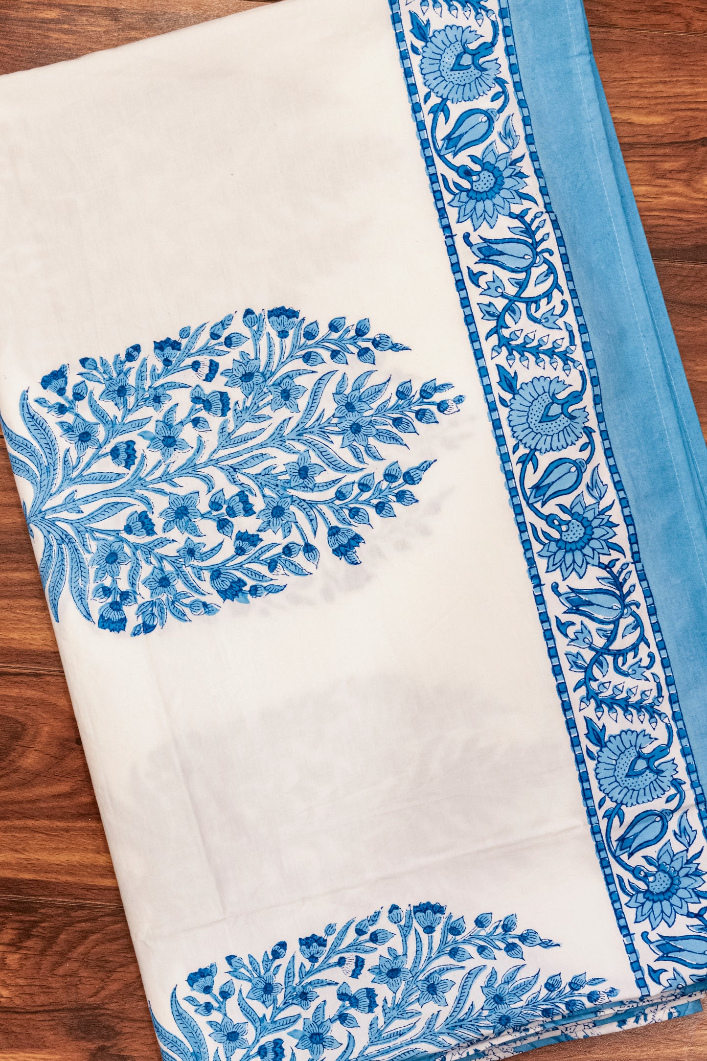 Azure Block Printed Bedsheet