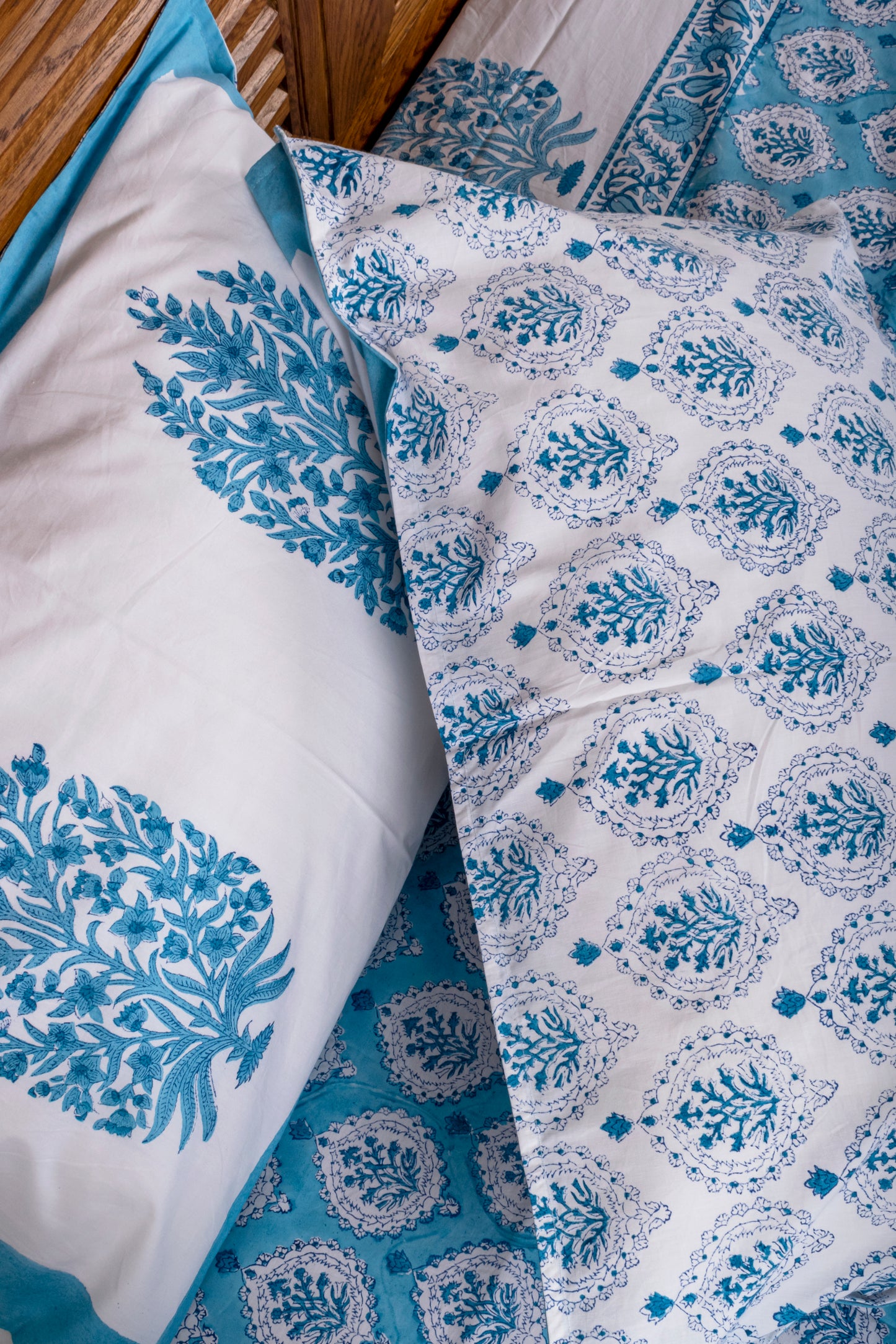 Azure Block Printed Bedsheet