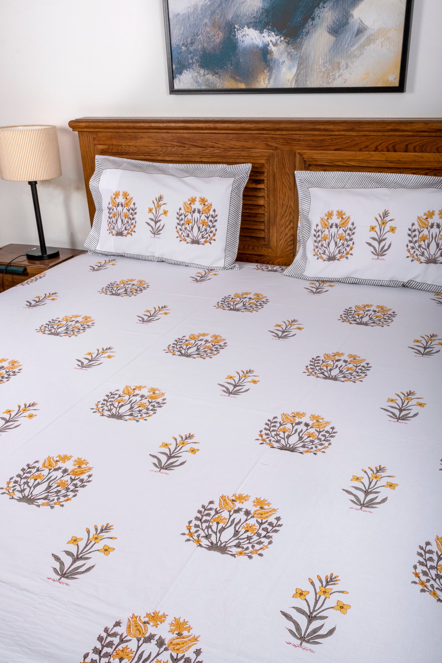 Wallflower Block Printed Bedsheet
