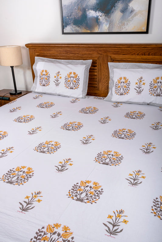 Wallflower Block Printed Bedsheet