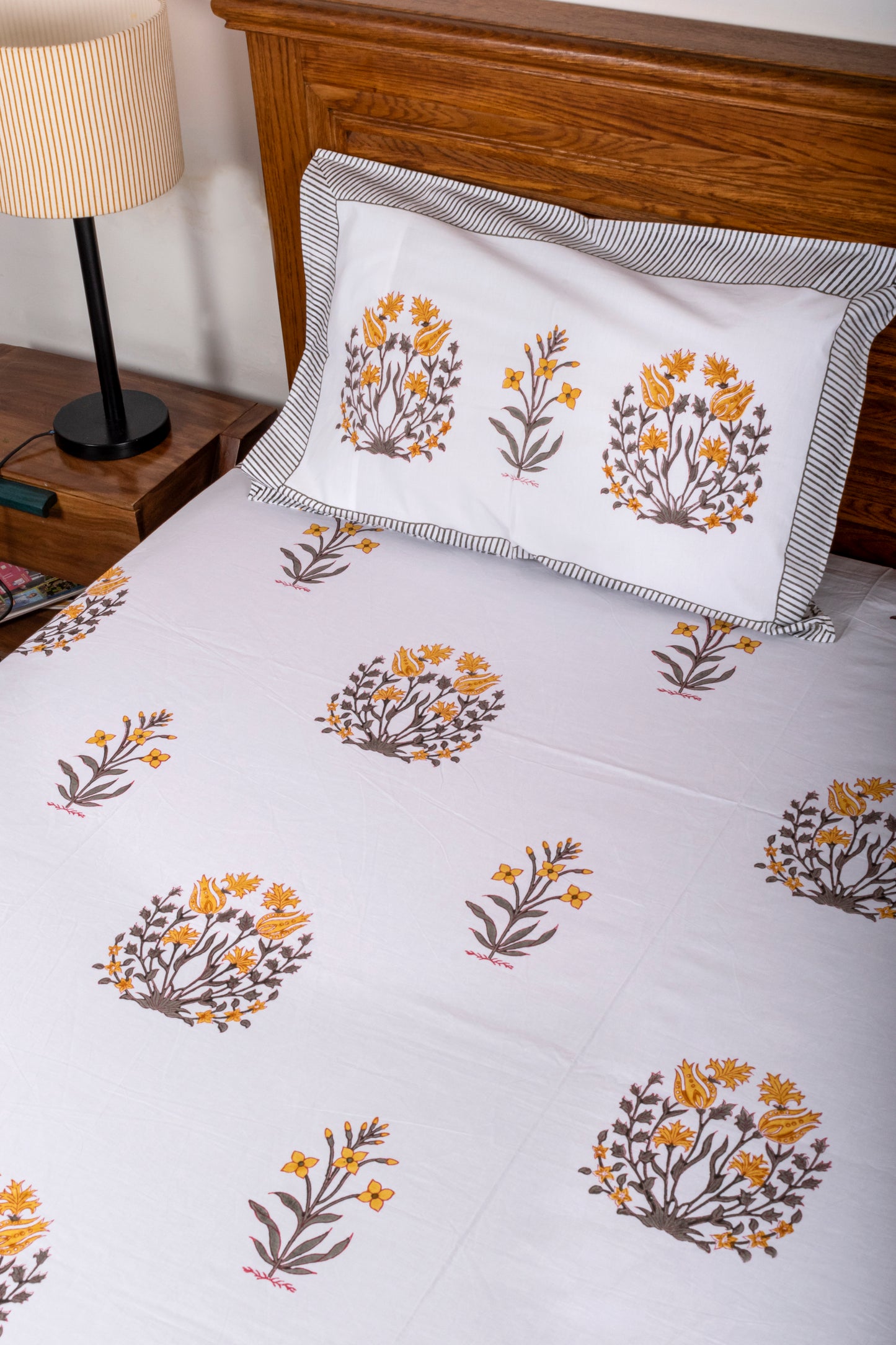 Wallflower Block Printed Bedsheet