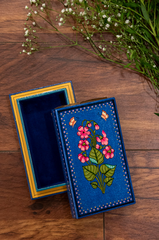 Blue Kashmiri Paper Mache Decorative Box