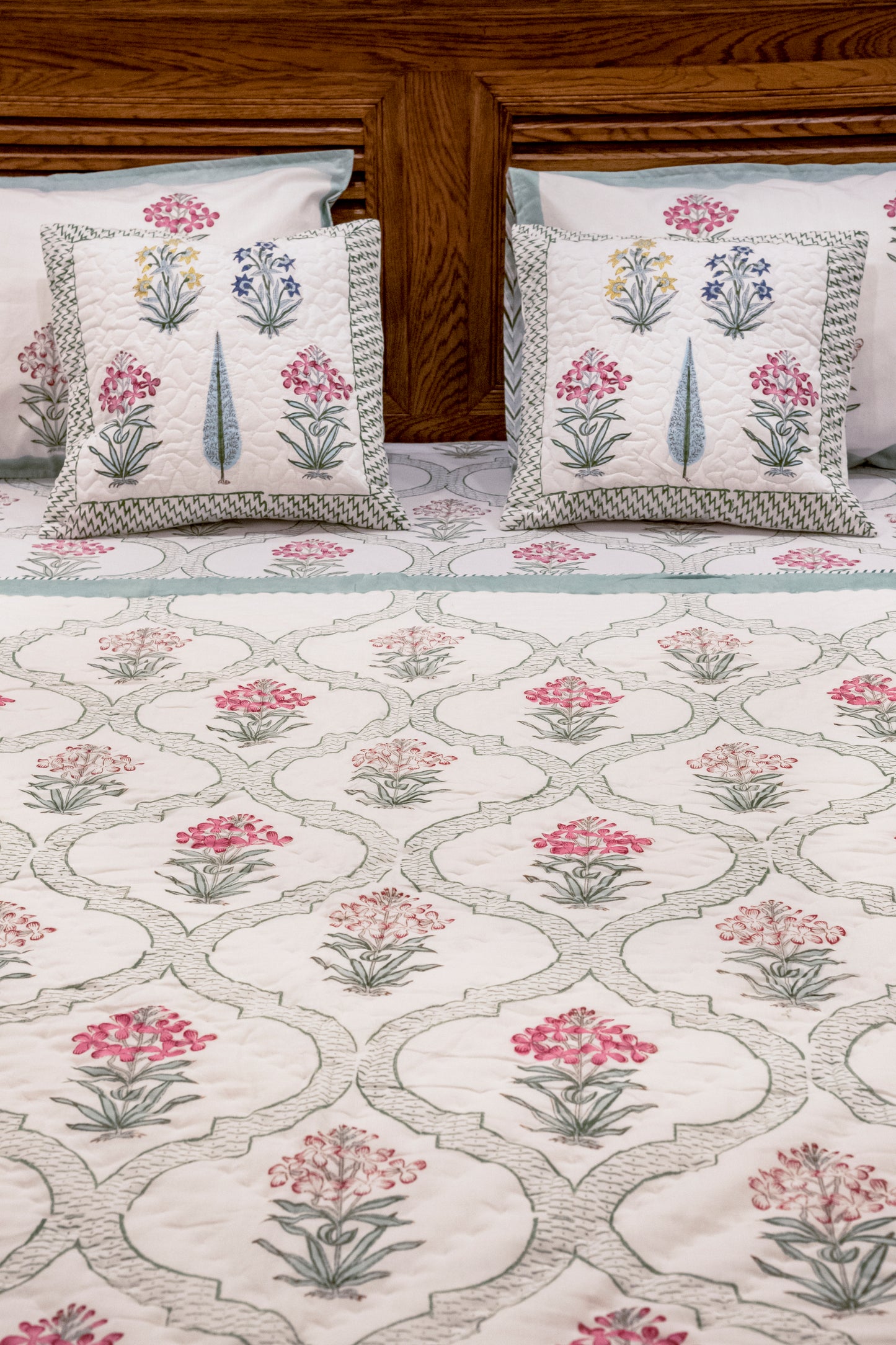 Cyclamen Block Printed Quilt
