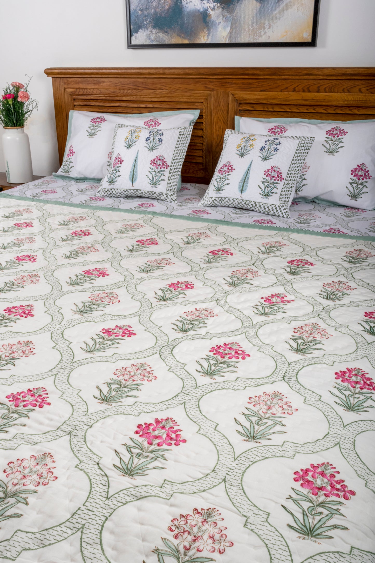 Cyclamen Block Printed Quilt