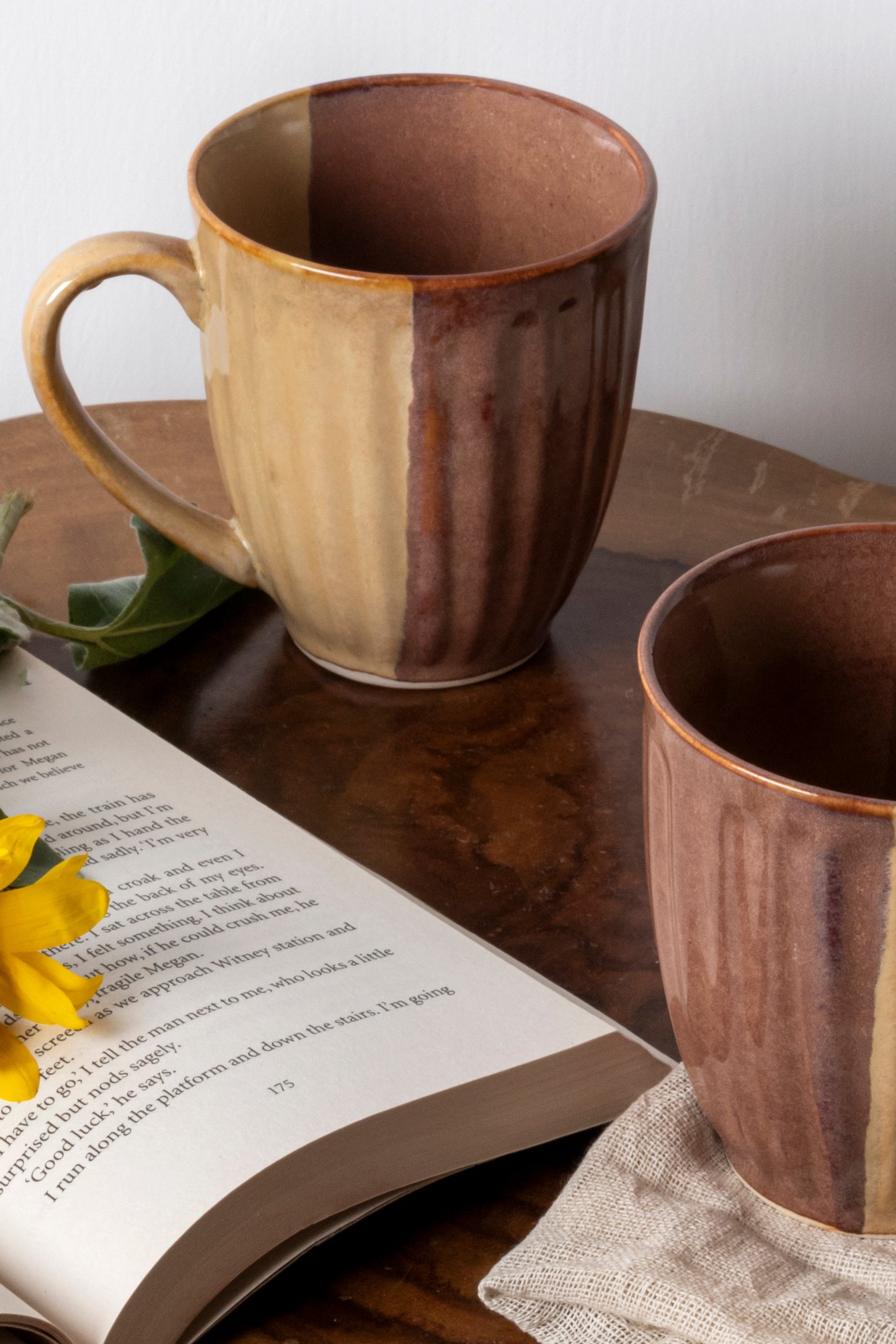 Dual Tone Brown Ceramic Mug Set of 2