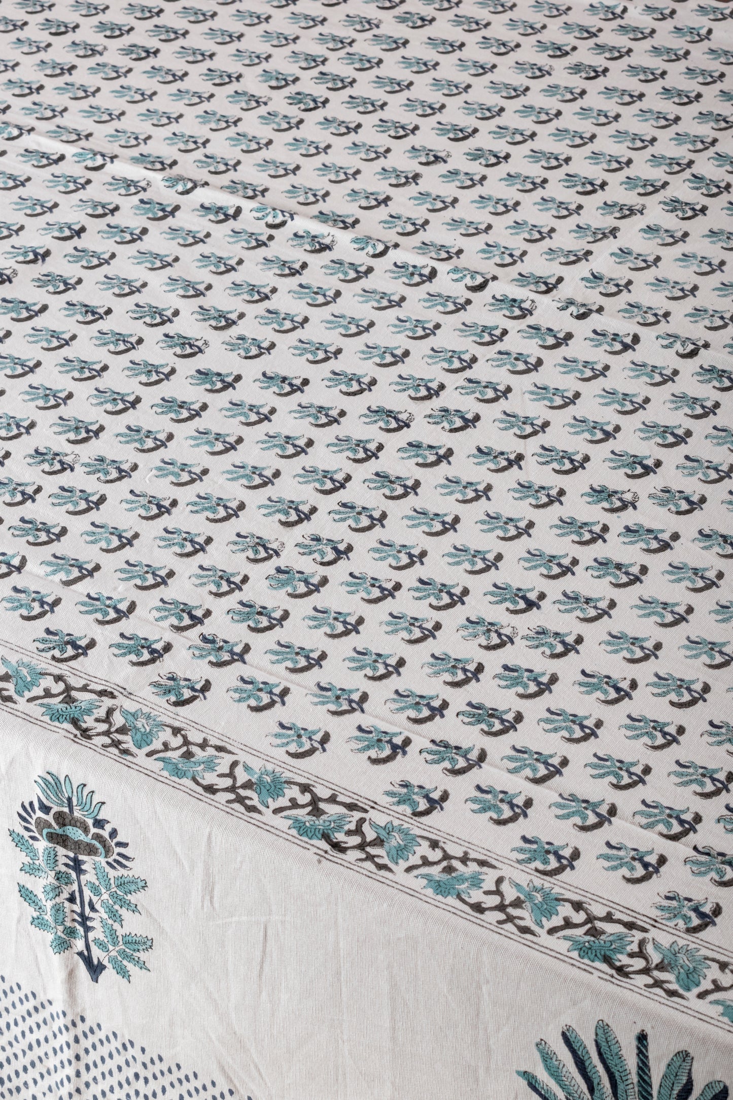 Aquilegia Block Printed Table cover