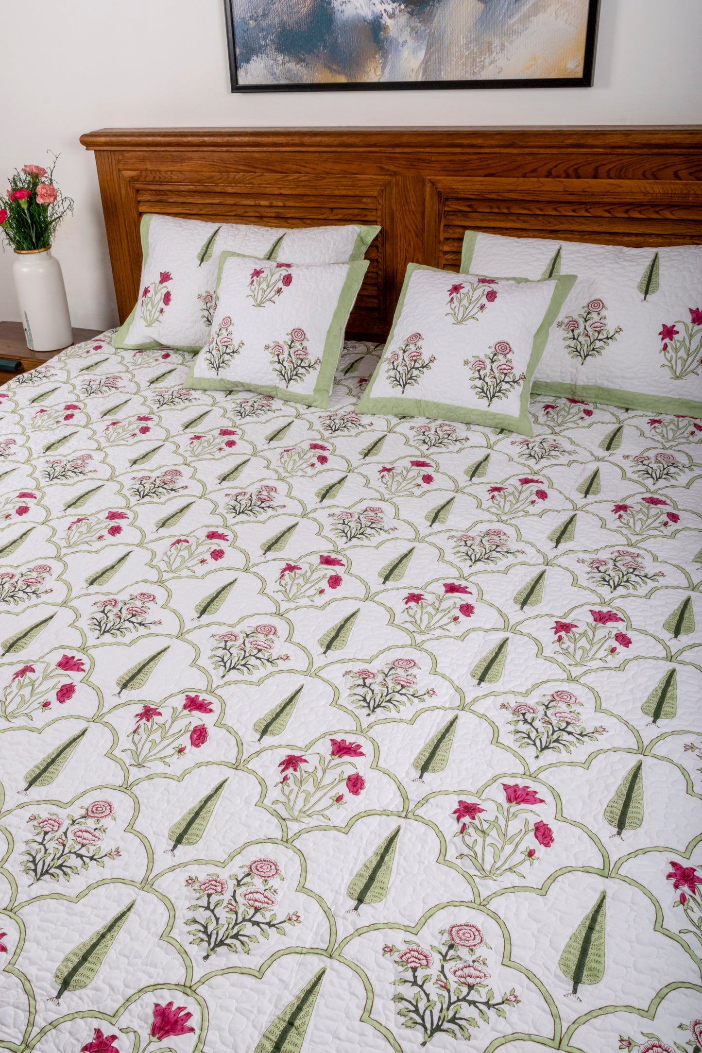 Tantalizing Block Printed Bedcover