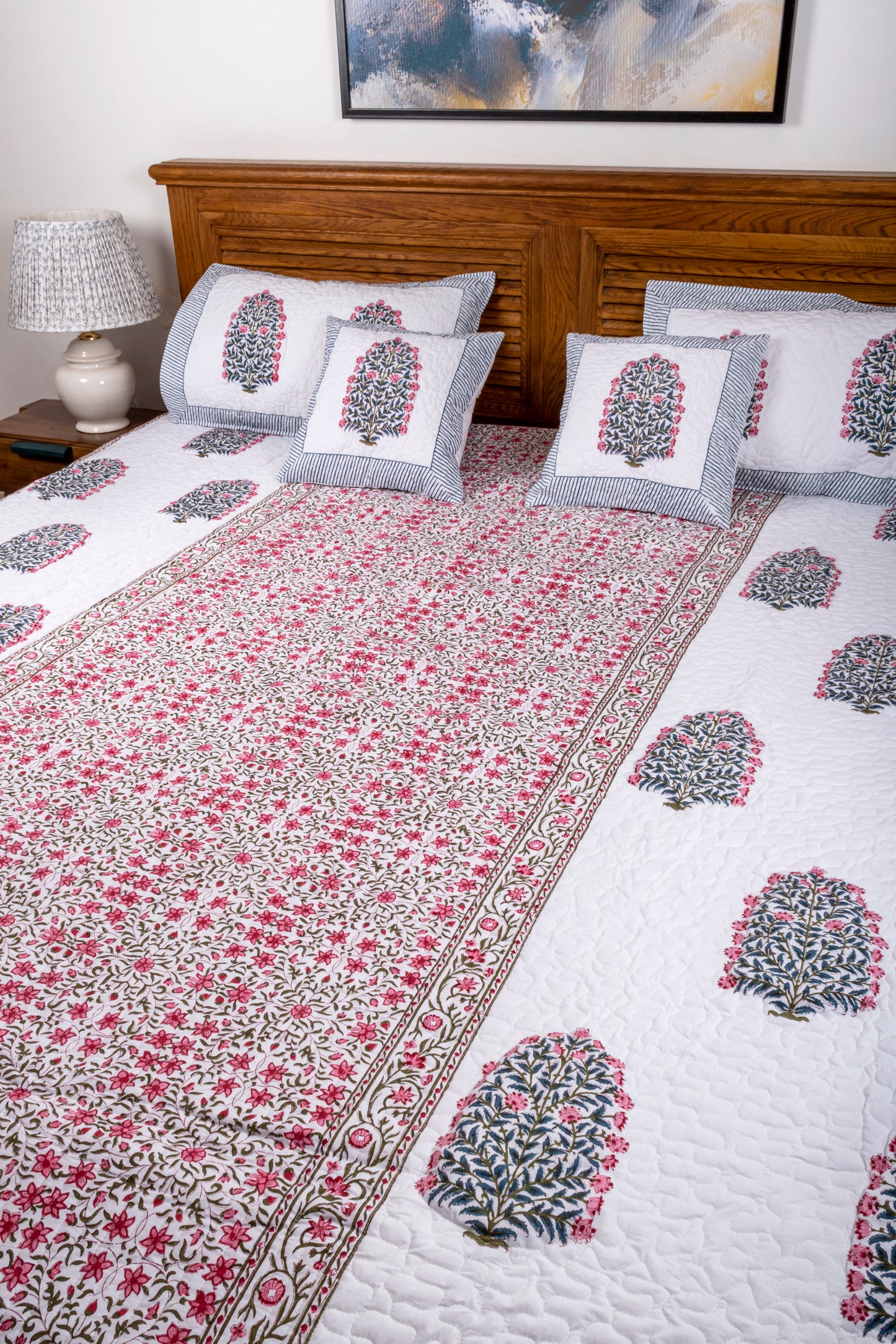 Canna Block Printed Bedcover