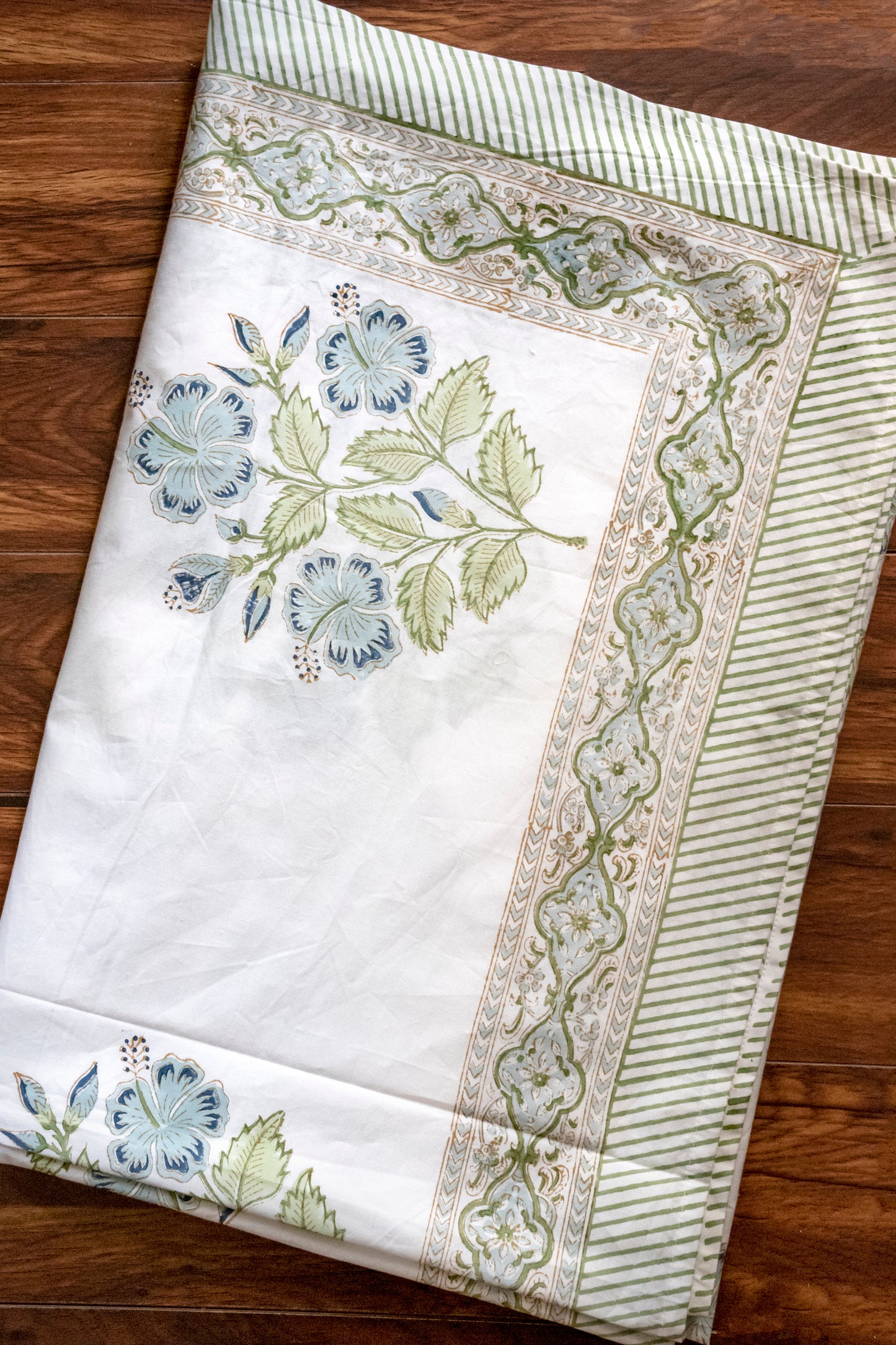 Hibiscus Block Printed Bedsheet