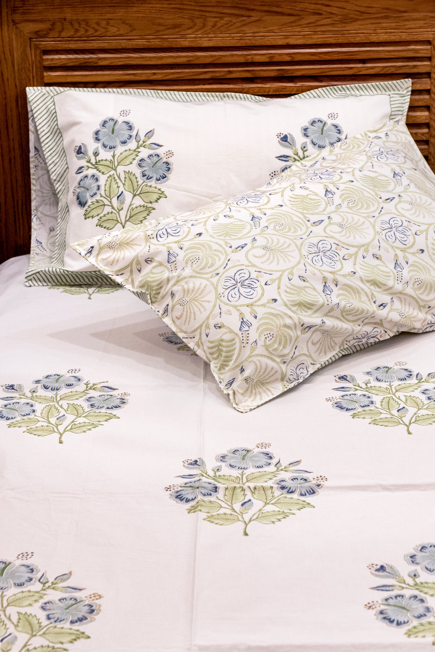 Hibiscus Block Printed Bedsheet