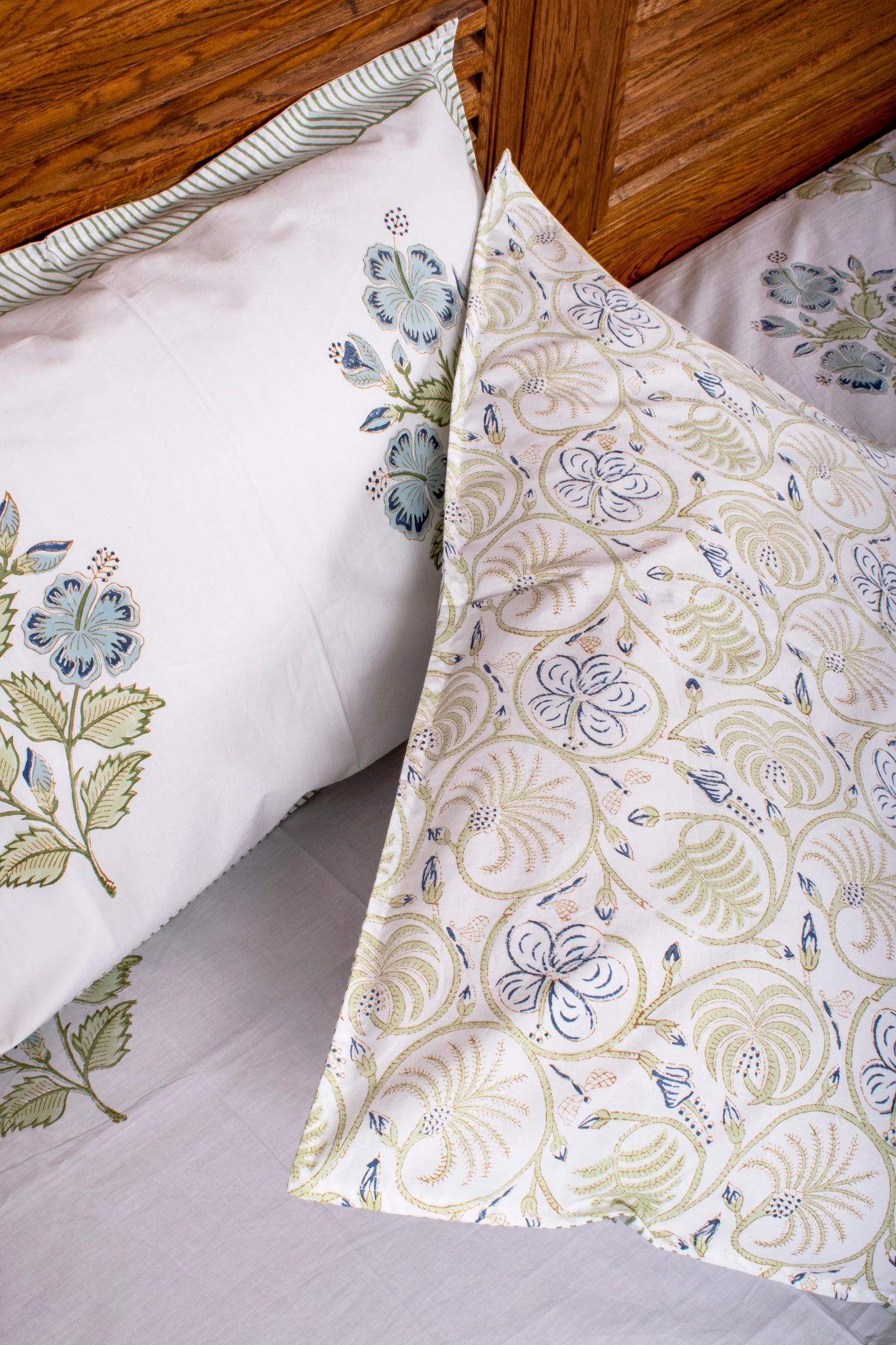 Hibiscus Block Printed Bedsheet