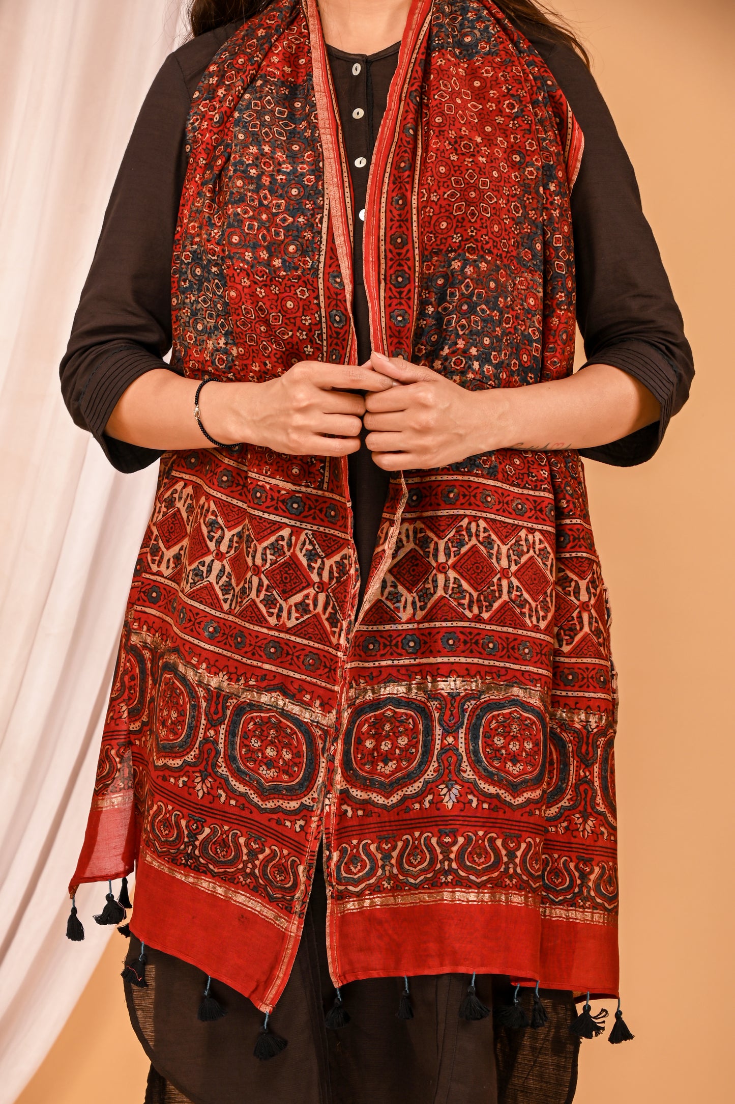 Zeb Ajrak Handwoven Dupatta