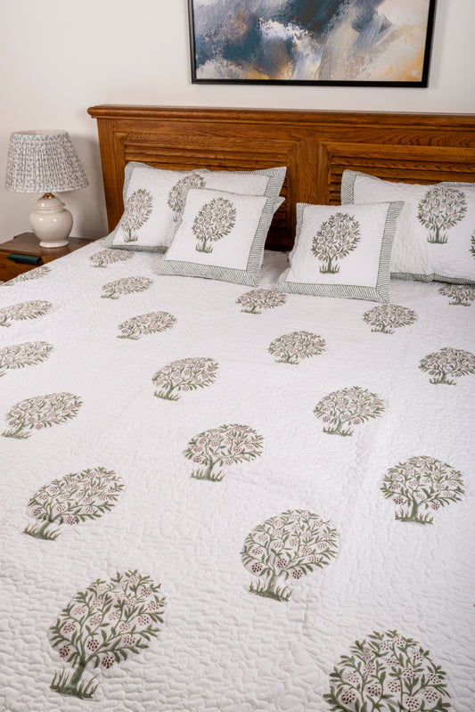 Magnolia Block Printed Bedcover