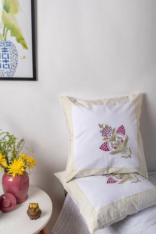 Ornamental Block Printed Cushion Cover Set of 2