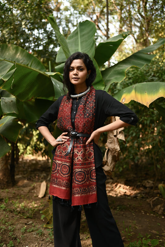 Zeb Ajrak Handwoven Dupatta