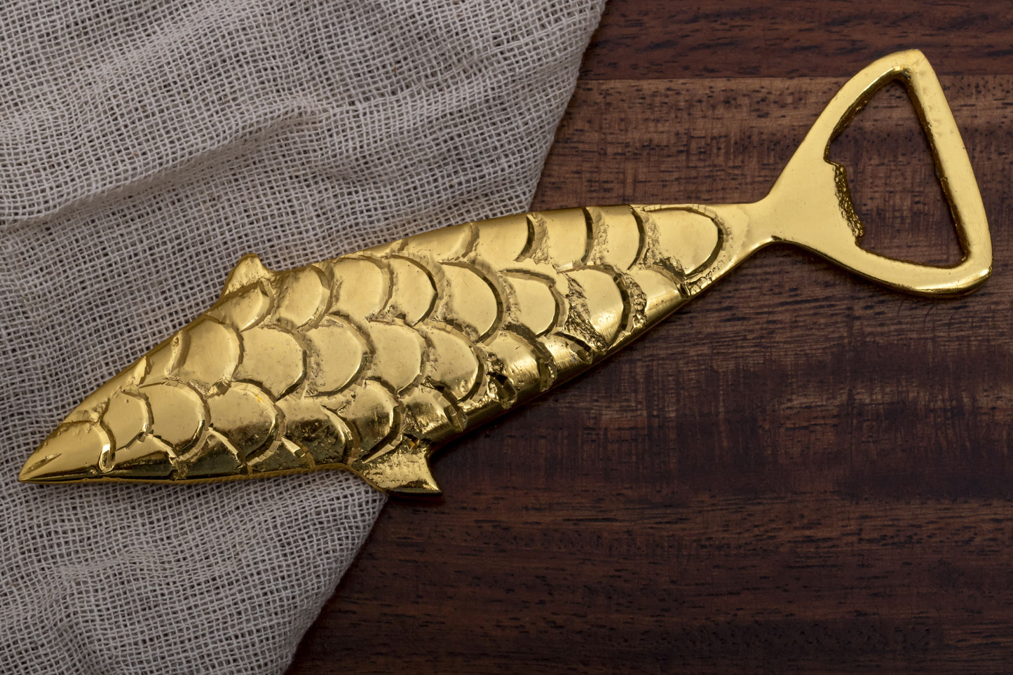 Golden Fish Shaped Brass Bottle Opener