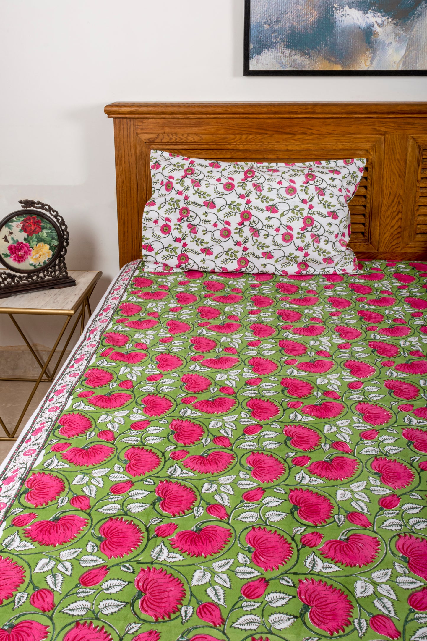 Cockscomb Block Printed Bedsheet