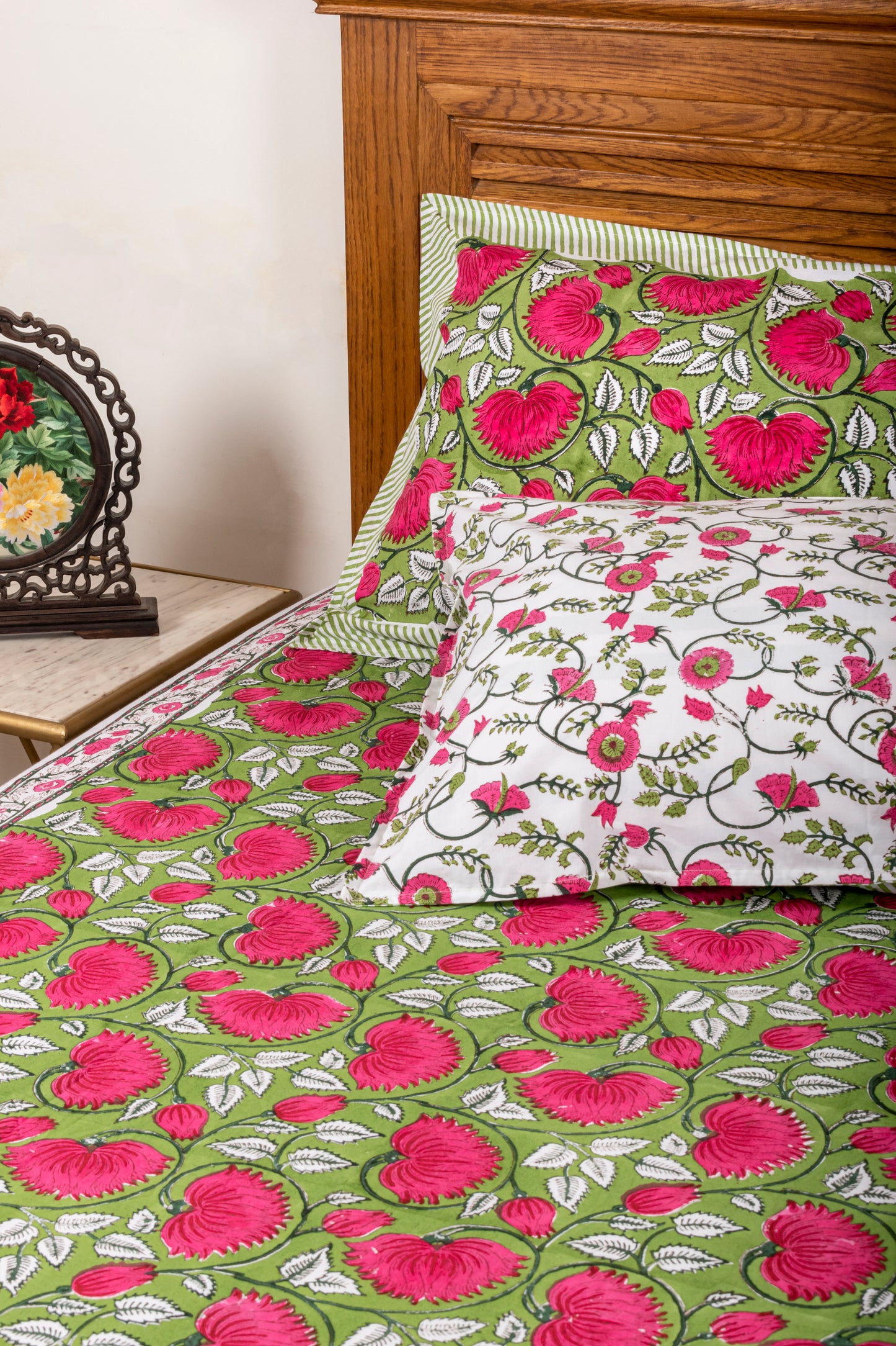 Cockscomb Block Printed Bedsheet