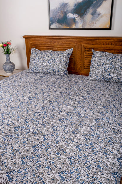 Floral Jaal Block Printed Bedsheet