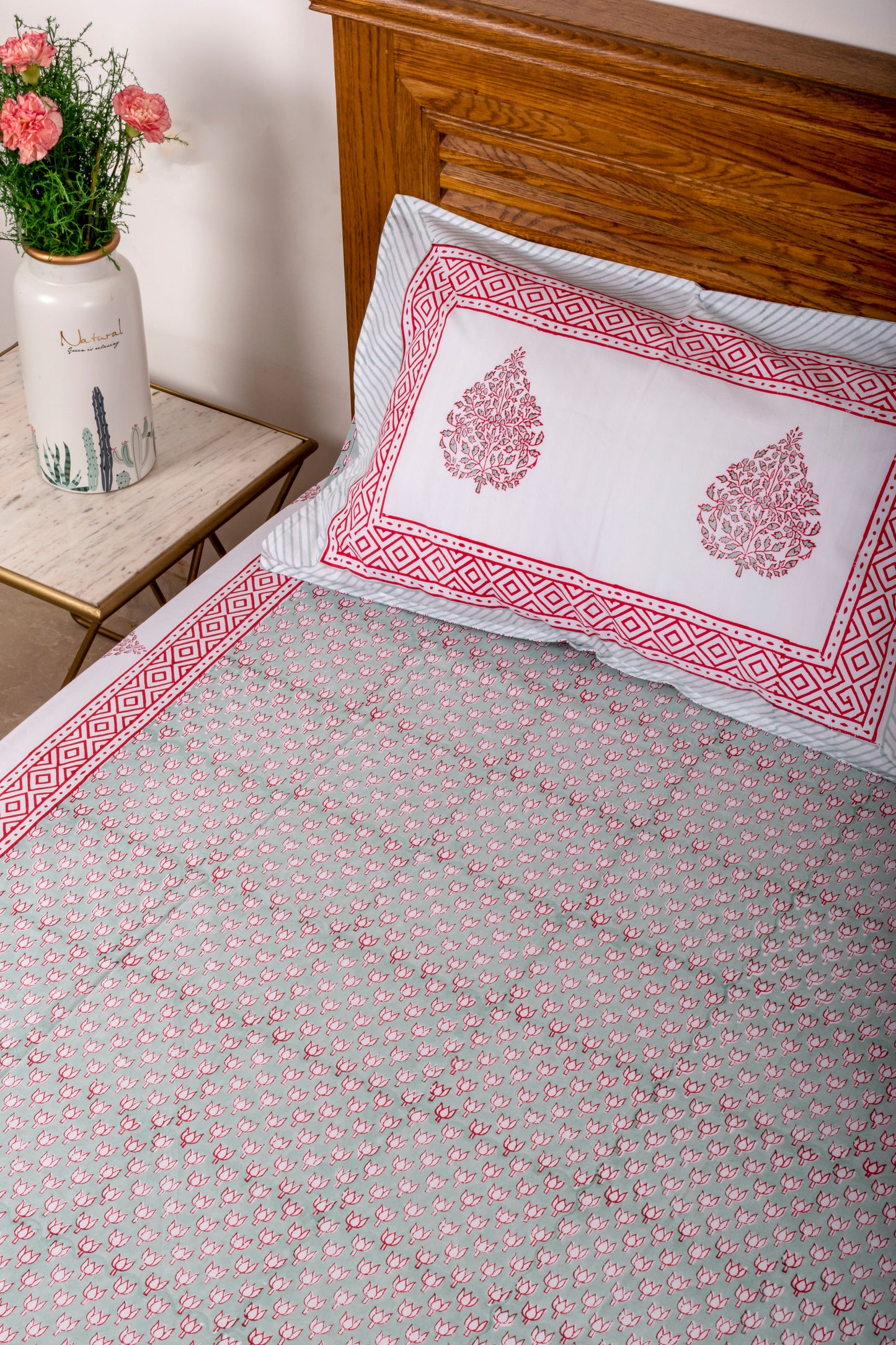 Verdant Block Printed Bedsheet