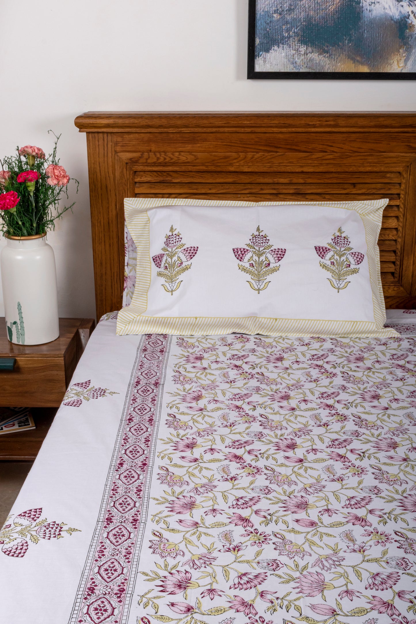 Floral Block Printed Bedsheet