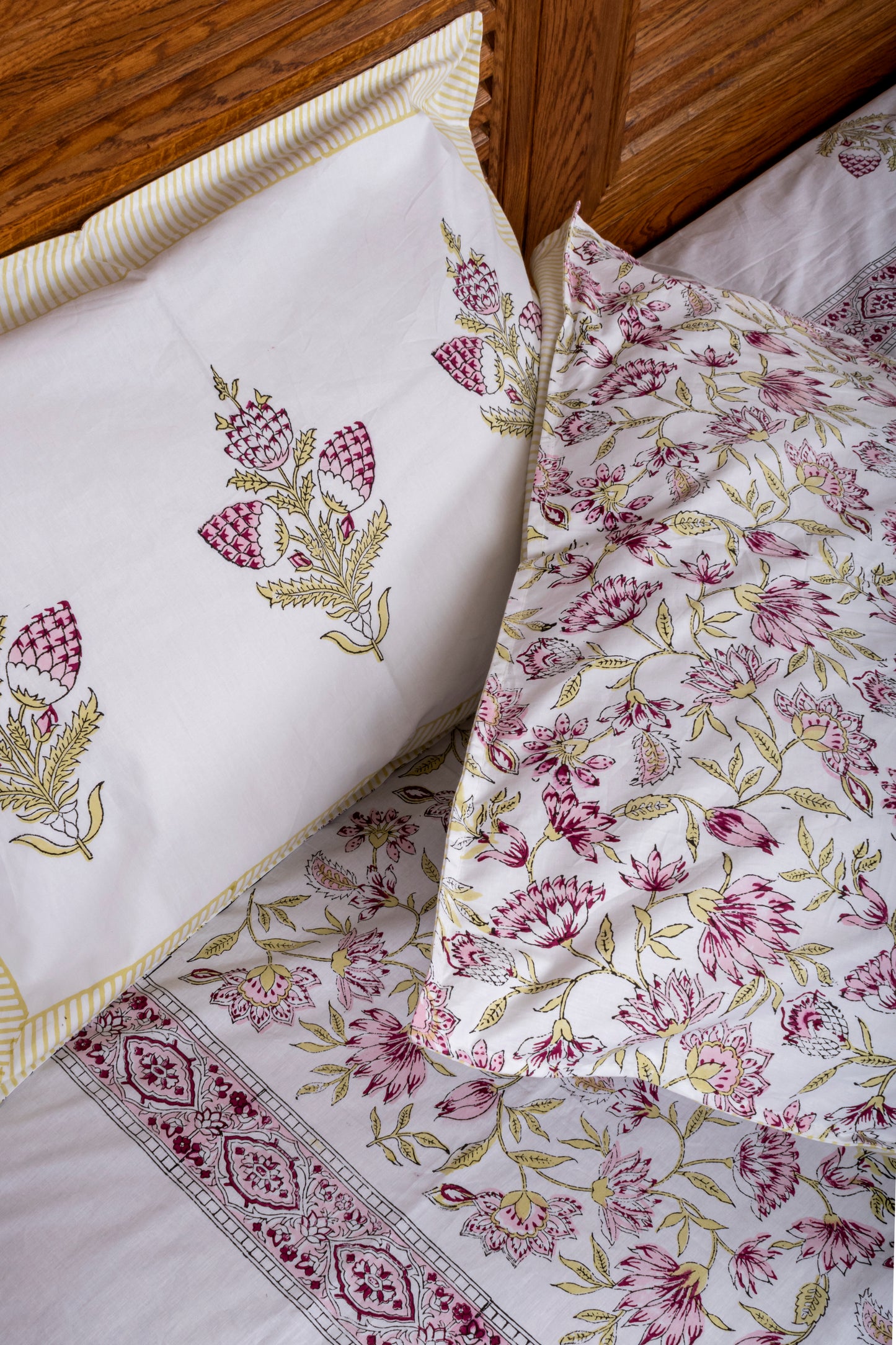 Floral Block Printed Bedsheet