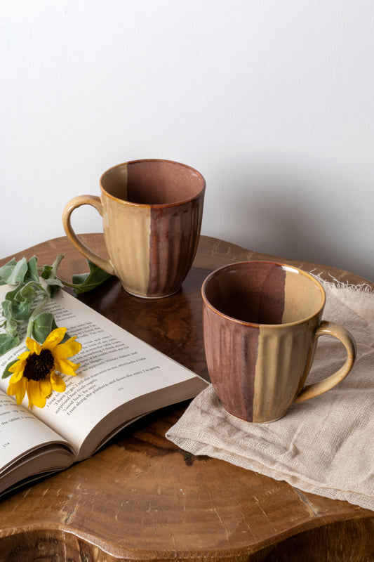 Dual Tone Brown Ceramic Mug Set of 2