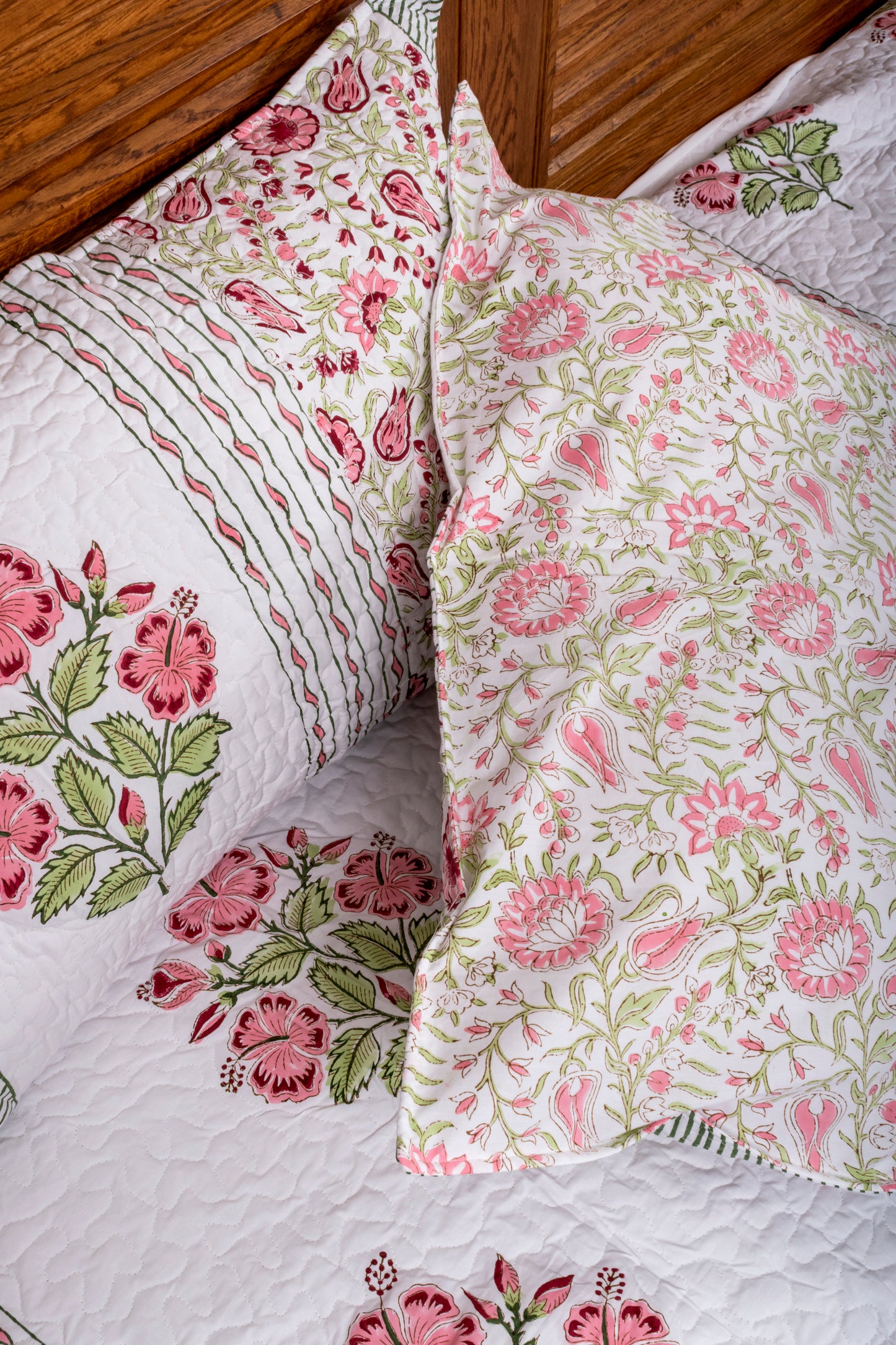 Gardenia Block Printed Bedcover