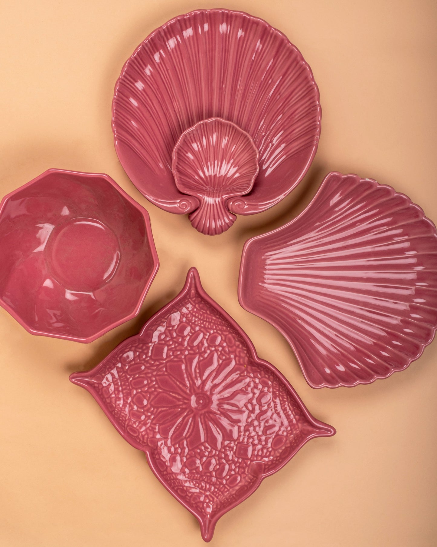 Pink Oval Shaped Ceramic Serveware