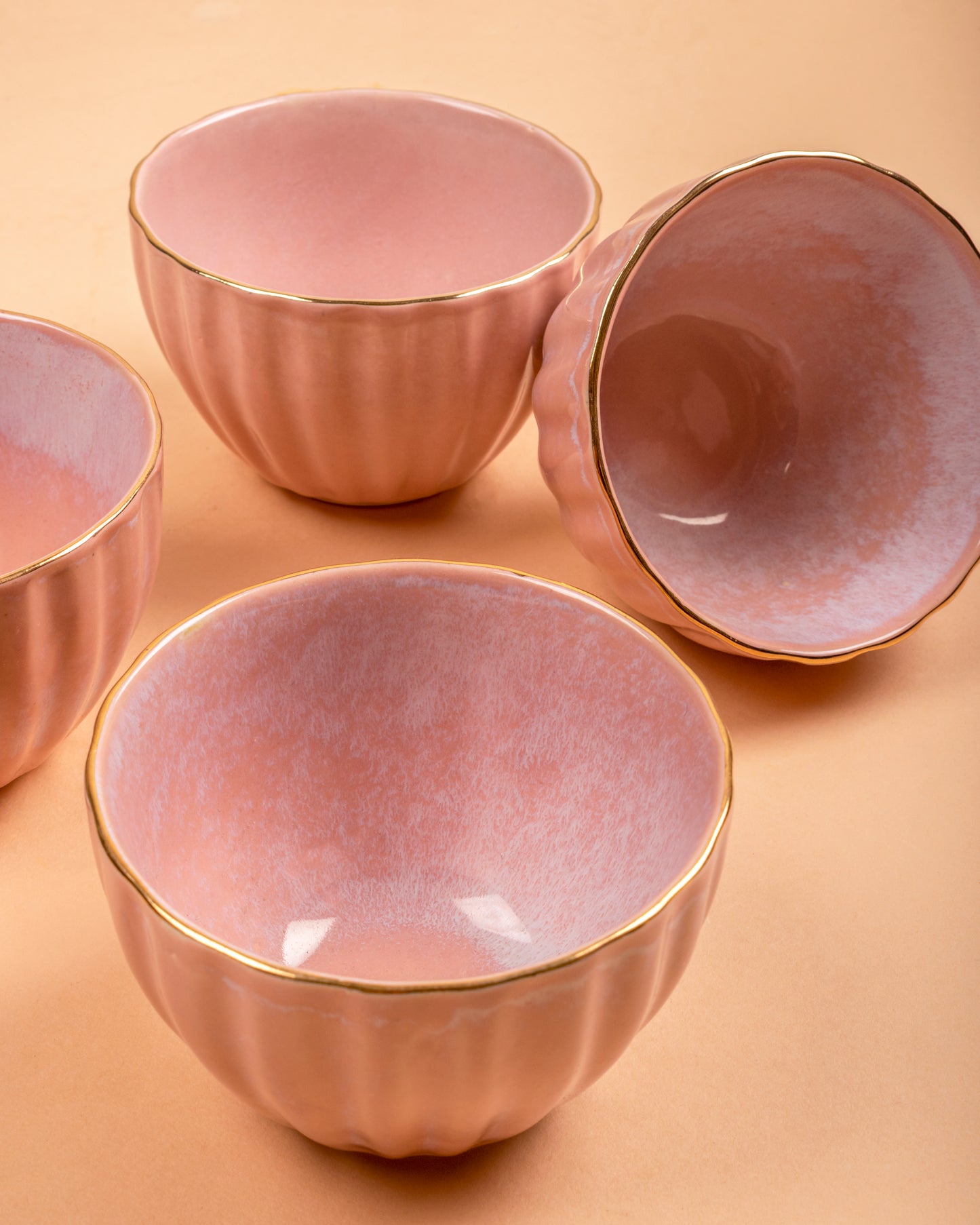 Pink Ceramic Snack Bowl Set of 4