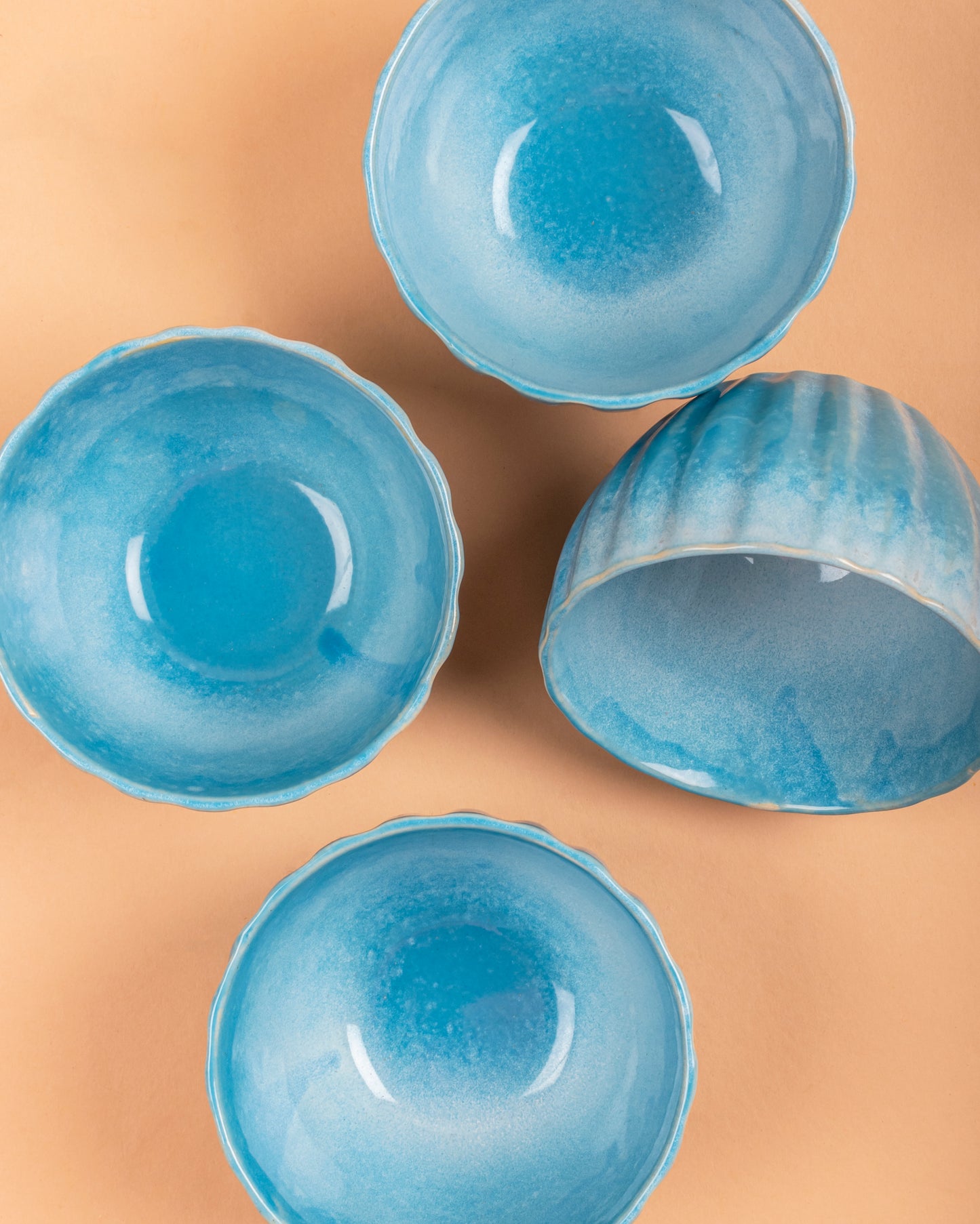 Blue Ceramic Snack Bowl Set of 4