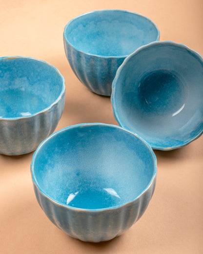 Blue Ceramic Snack Bowl Set of 4