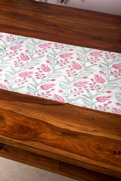 Cyclamen Block Printed Table Runner