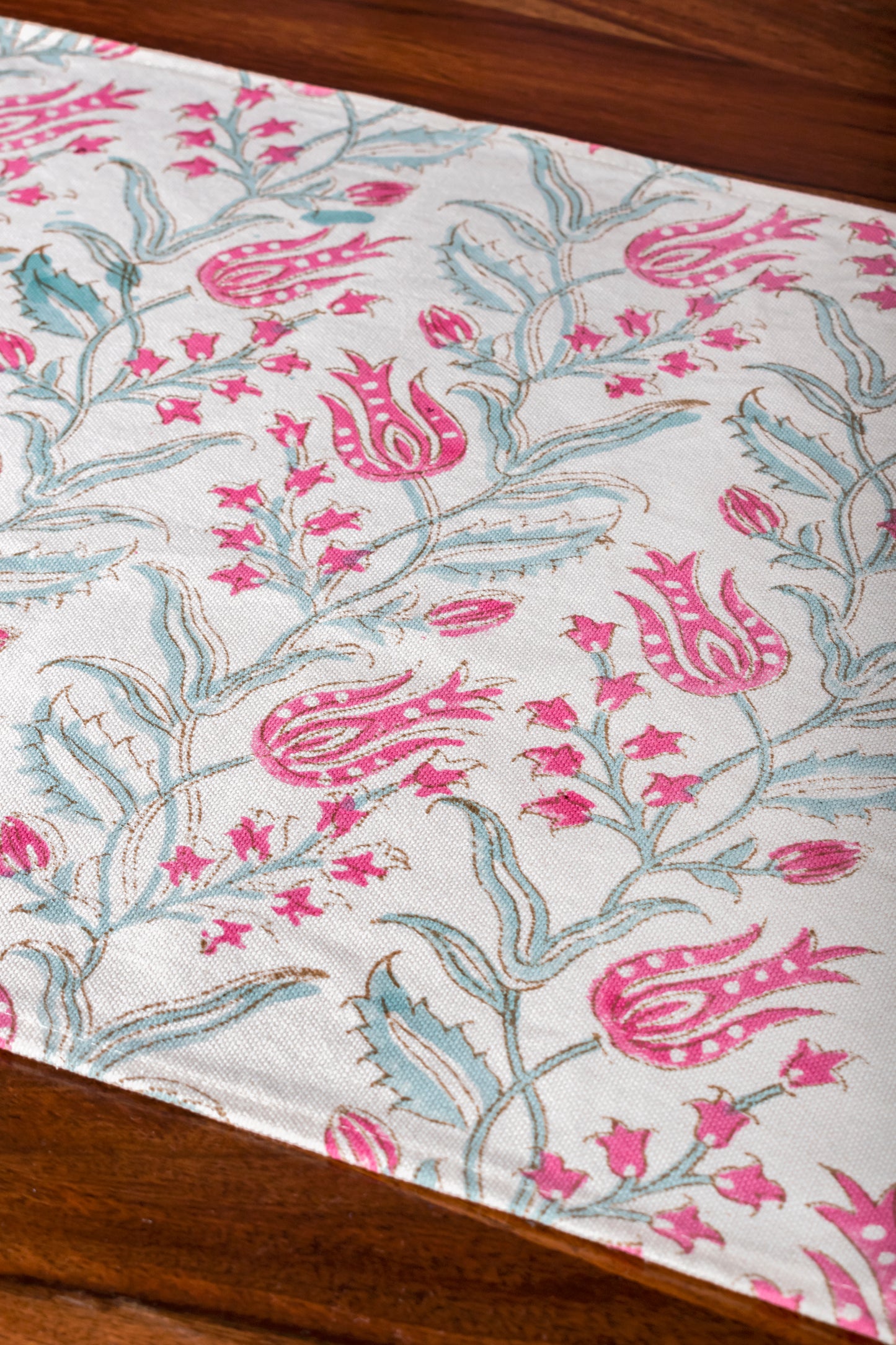 Cyclamen Block Printed Table Runner