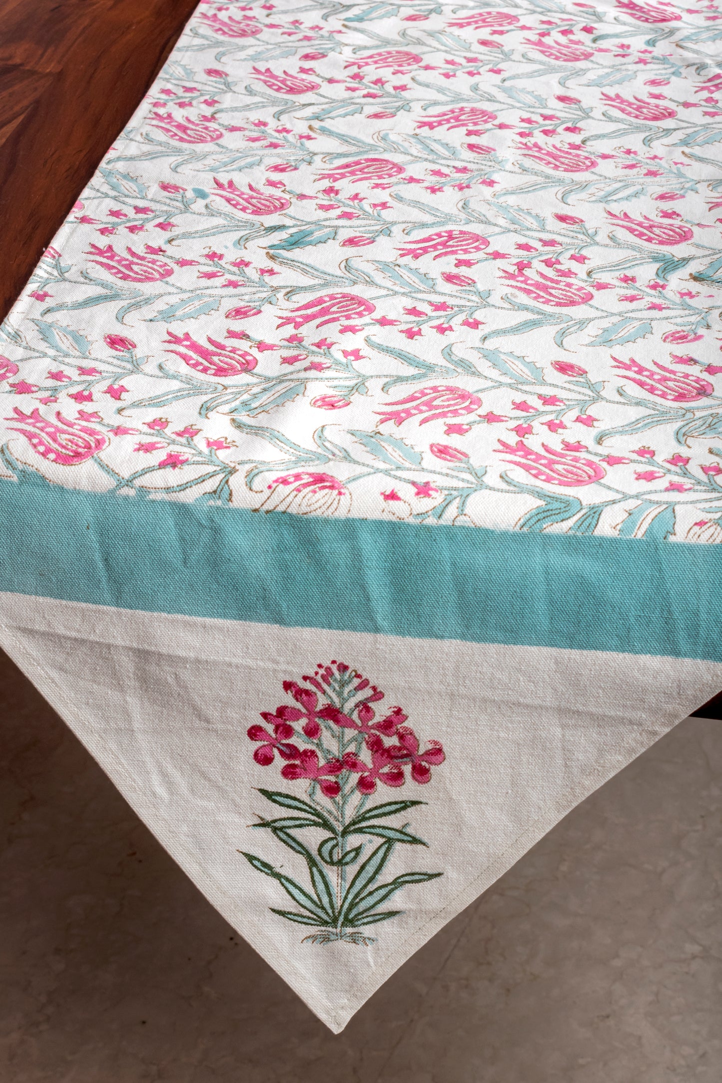 Cyclamen Block Printed Table Runner