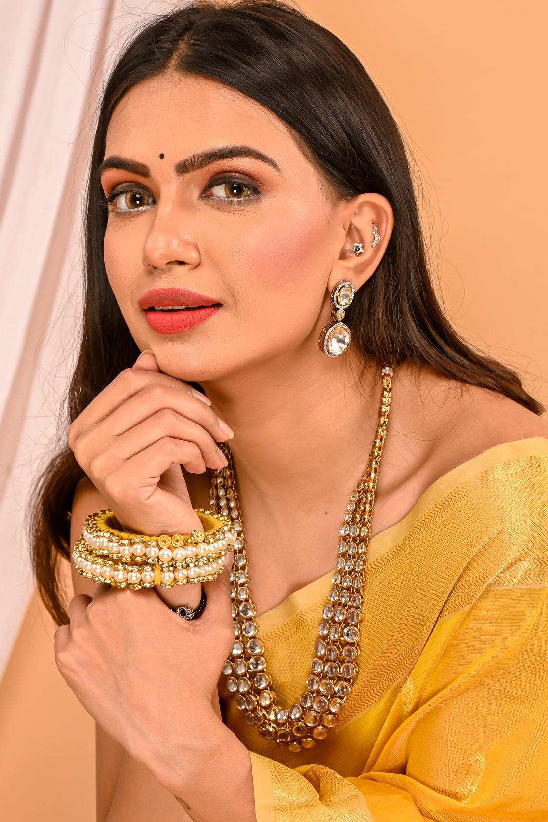 Tahira Beautifully studded drop earrings